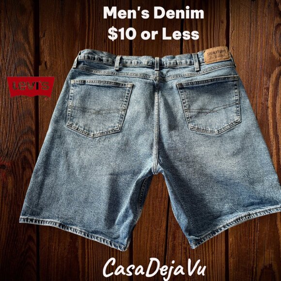 Levis Mens Signature Medium Wash Denim 10 inch Tradition Blue Jean Shorts - Picture 1 of 7